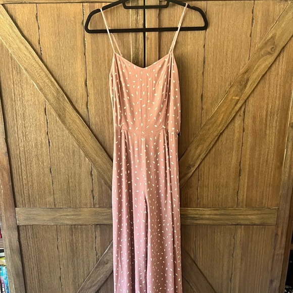 Lulus In Demand Mauve Print Sleeveless Wide Leg Spotted Jumpsuit Size Small NWT - Picture 7 of 7